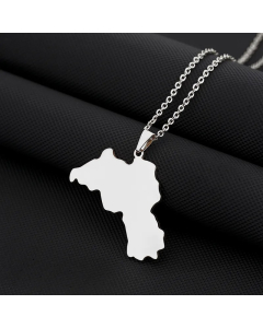 Casual Map Titanium Steel 18K Gold Plated Pendant Necklace -Steel Color-02