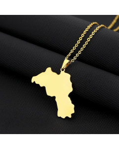 Casual Map Titanium Steel 18K Gold Plated Pendant Necklace -Gold Color-02