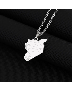 Steel Color Map Letter Titanium Steel Plating 18K Gold Plated Pendant Necklace Long Necklace