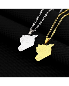 Retro Ethnic Style Map Letter Titanium Steel Plating 18K Gold Plated Pendant Necklace Long Necklace