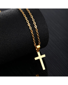 Gold Color Cross Stainless Steel Plating Pendant Necklace Long Necklace