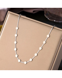 Steel Color Round Titanium Steel Plating 18K Gold Plated Necklace