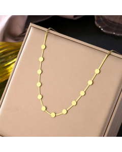 Gold Color Round Titanium Steel Plating 18K Gold Plated Necklace