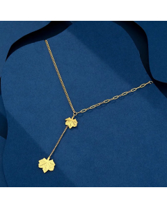 Casual Simple Style Star Moon Maple Leaf Titanium Steel Plating Hollow Out Inlay 18K Gold Plated Pendant Necklace