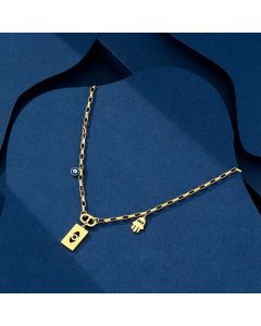 Casual Simple Style Star Moon Maple Leaf Titanium Steel Plating Hollow Out Inlay 18K Gold Plated Pendant Necklace