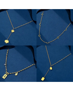 Casual Simple Style Star Moon Maple Leaf Titanium Steel Plating Hollow Out Inlay 18K Gold Plated Pendant Necklace_colorza_4