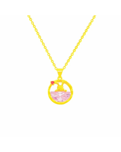 Sweet Rabbit Titanium Steel Plating Inlay Zircon Gold Plated Pendant Necklace