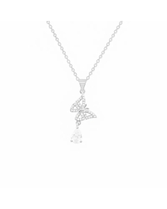 Elegant Glam Water Droplets Butterfly Titanium Steel Inlay Zircon Pendant Necklace