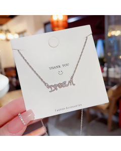 Sweet Letter Titanium Steel Inlay Zircon Necklace