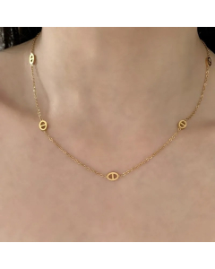 Gold Color Commute Geometric Titanium Steel Plating Necklace