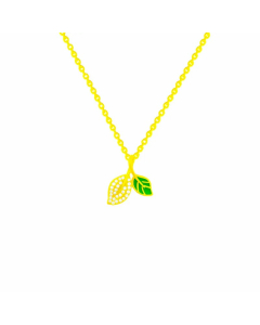 IG Style Leaf Titanium Steel Plating Inlay Zircon Gold Plated Pendant Necklace