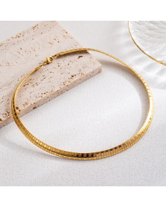 Free Style Casual Plain Stainless Steel Silver and 18K Gold Plated Necklace-Gold Color-01