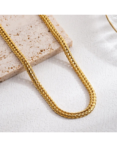 Free Style Casual Plain Stainless Steel Silver and 18K Gold Plated Necklace-Gold Color-02