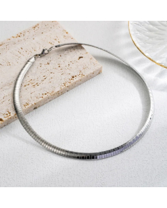 Free Style Casual Plain Stainless Steel Silver and 18K Gold Plated Necklace-Steel Color-01