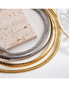 IG Style Casual Solid Color Stainless Steel 18K Gold Plated Necklace_colorza_4