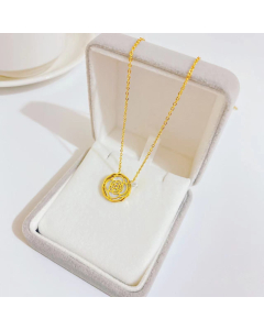 Stainless Steel Necklace Plated 18k Gold With Simple Flower CA7810102