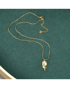 Titanium Steel Necklace With A Tulip Pendant CA7810026