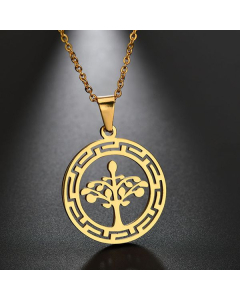 Stainless Steel Necklace Tree of Life Gold - CA7810012