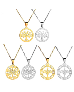 Stainless Steel Necklace With Round Tree of Life CA7810012