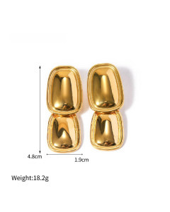 2024 New Fashion Temperament Niche Rectangular Pendant Stainless Steel Earrings 