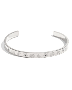 Wholesale Stainless Steel Bangles Ocean Pattern Geometric Bracelet -Steel Color-02