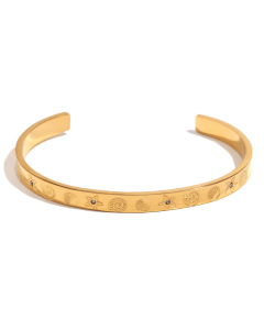 Wholesale Stainless Steel Bangles Ocean Pattern Geometric Bracelet -Gold Color-02