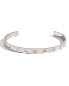 Wholesale Stainless Steel Bangles Ocean Pattern Geometric Bracelet -Steel Color-03