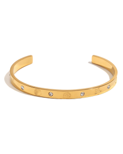 Wholesale Stainless Steel Bangles Ocean Pattern Geometric Bracelet -Gold Color-03