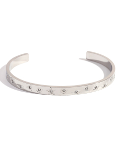 Wholesale Stainless Steel Bangles Ocean Pattern Geometric Bracelet -Steel Color-04