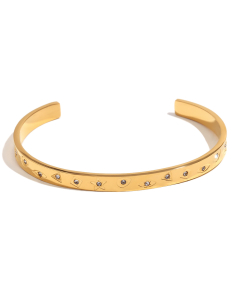 Wholesale Stainless Steel Bangles Ocean Pattern Geometric Bracelet -Gold Color-04