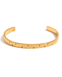 Wholesale Stainless Steel Bangles Ocean Pattern Geometric Bracelet -Gold Color-05