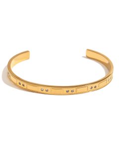 Wholesale Stainless Steel Bangles Ocean Pattern Geometric Bracelet -Gold Color-06