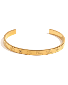Wholesale Stainless Steel Bangles Ocean Pattern Geometric Bracelet -Gold Color-07