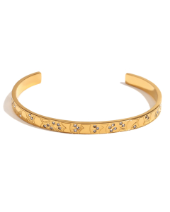 Wholesale Stainless Steel Bangles Ocean Pattern Geometric Bracelet -Gold Color-08