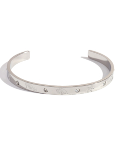 Wholesale Stainless Steel Bangles Ocean Pattern Geometric Bracelet -Steel Color-01