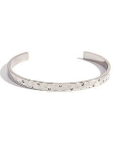 Wholesale Stainless Steel Bangles Ocean Pattern Geometric Bracelet -Steel Color-05