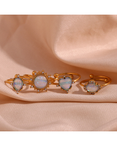 Wholesale 316L Stainless Steel Ring Open Adjustable Diamond Ring 