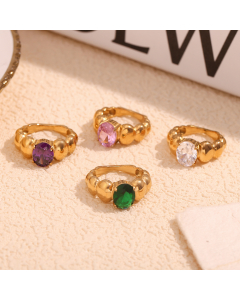 Wholesale Stainless Steel Ring Oval Diamond Inlaid Ring