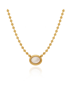 Wholesale Gold-plated Necklace Oval Natural Shell Wave Bead Gold Bead Stainless Steel Necklace