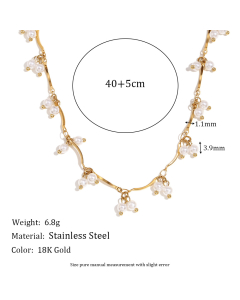 Light Luxury Patchwork Tassel Imitation Pearl Stainless Steel Necklace 