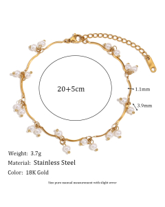 Elegant Patchwork Tassel Imitation Pearl Stainless Steel  Anklet
