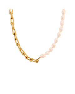 Colorza Jewelry Minimalism Popular Pearl Accessories Set Light Luxury Titanium Steel Necklace Bracelet For Women