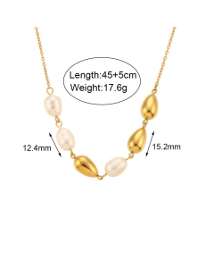 Colorza Jewelry Minimalism Popular Pearl Accessories Set Light Luxury Titanium Steel Necklace Bracelet For Women