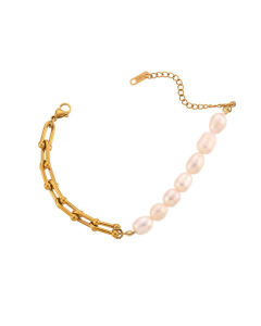 Colorza Jewelry Minimalism Popular Pearl Accessories Set Light Luxury Titanium Steel Necklace Bracelet For Women