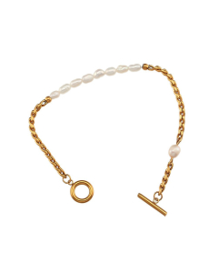 Colorza Jewelry Minimalism Popular Pearl Accessories Set Light Luxury Titanium Steel Necklace Bracelet For Women