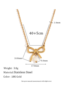 Wholesale Stainless Steel Jewelry Sets Bow Necklace Heart Pendant Bow Earrings-Necklace-01