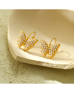 Wholesale Stainless Steel Earrings Pearl Butterfly Earrings   