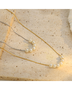 Wholesale Stainless Steel Necklace French Simple Style Elegant Pearl Clavicle Chain Necklace