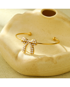 Light Luxury Pearl Inlaid Bow Knot Stainless Steel Braclet