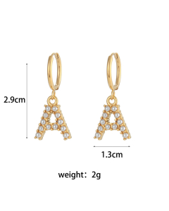 Plated 18K Gold Pearl Letter A Stainless Steel Letter Earrings 
